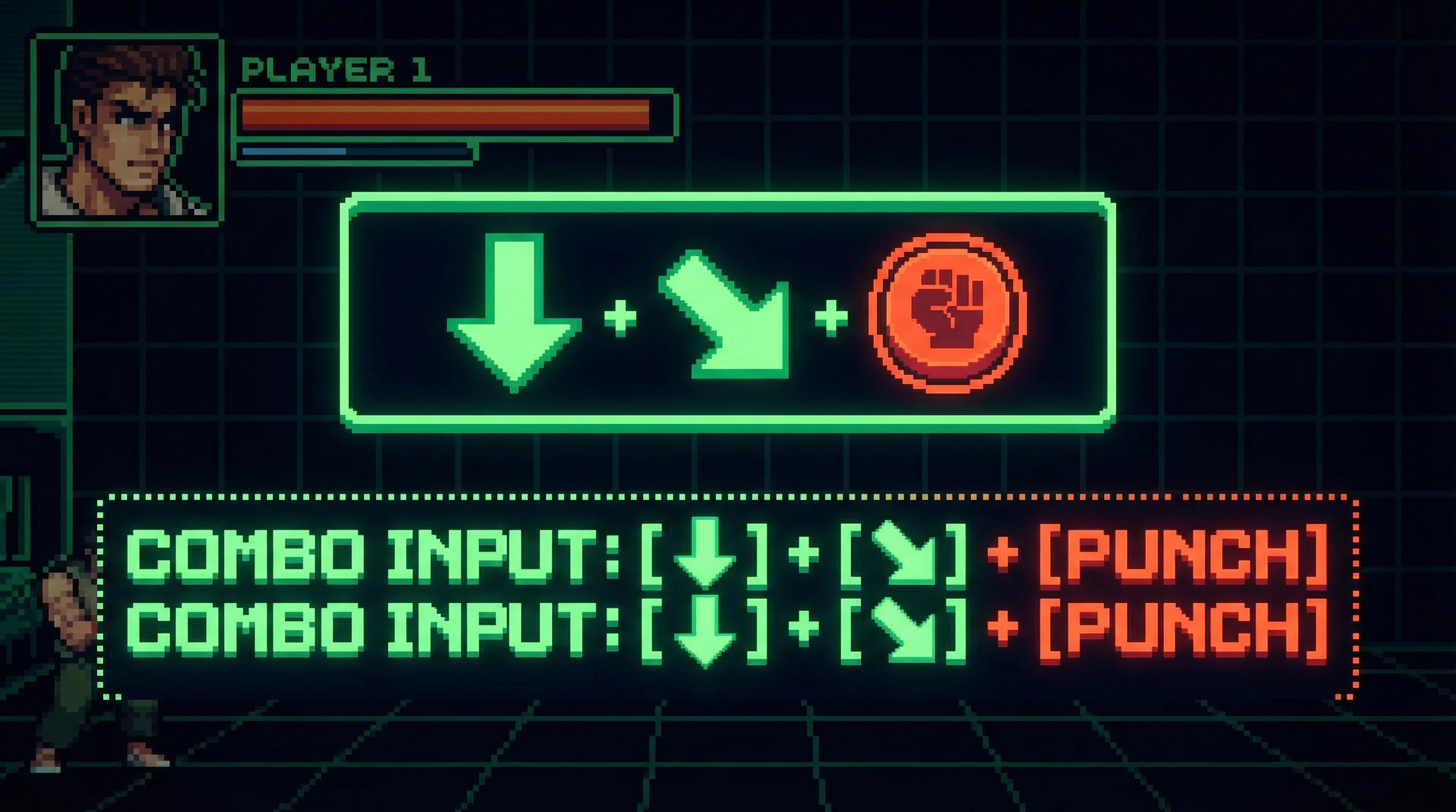 连招训练室中的 pg娱乐 指令输入界面